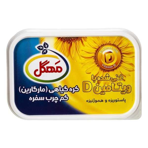کره گیاهی کم چرب غنی شده با ویتامین دی مهگل 150 گرمی کره گیاهی کم چرب غنی شده با ویتامین دی مهگل 150 گرمی