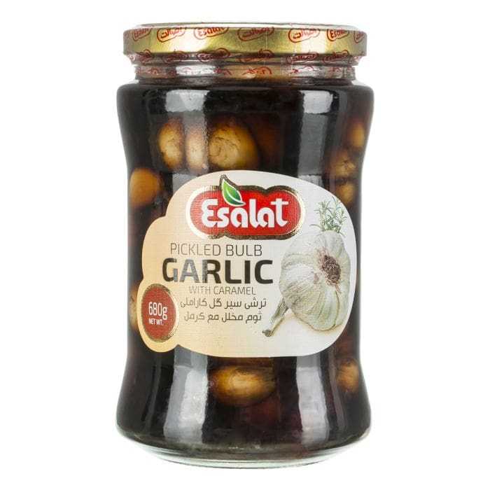 ترشی سیر گل کاراملی اصالت 680 گرمی ترشی سیر گل کاراملی اصالت 680 گرمی